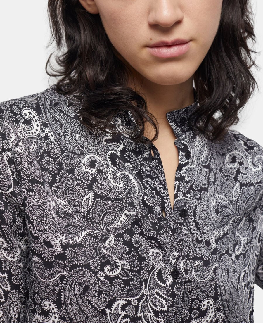 The Kooples WOMEN BLACK WHITE short black shirt