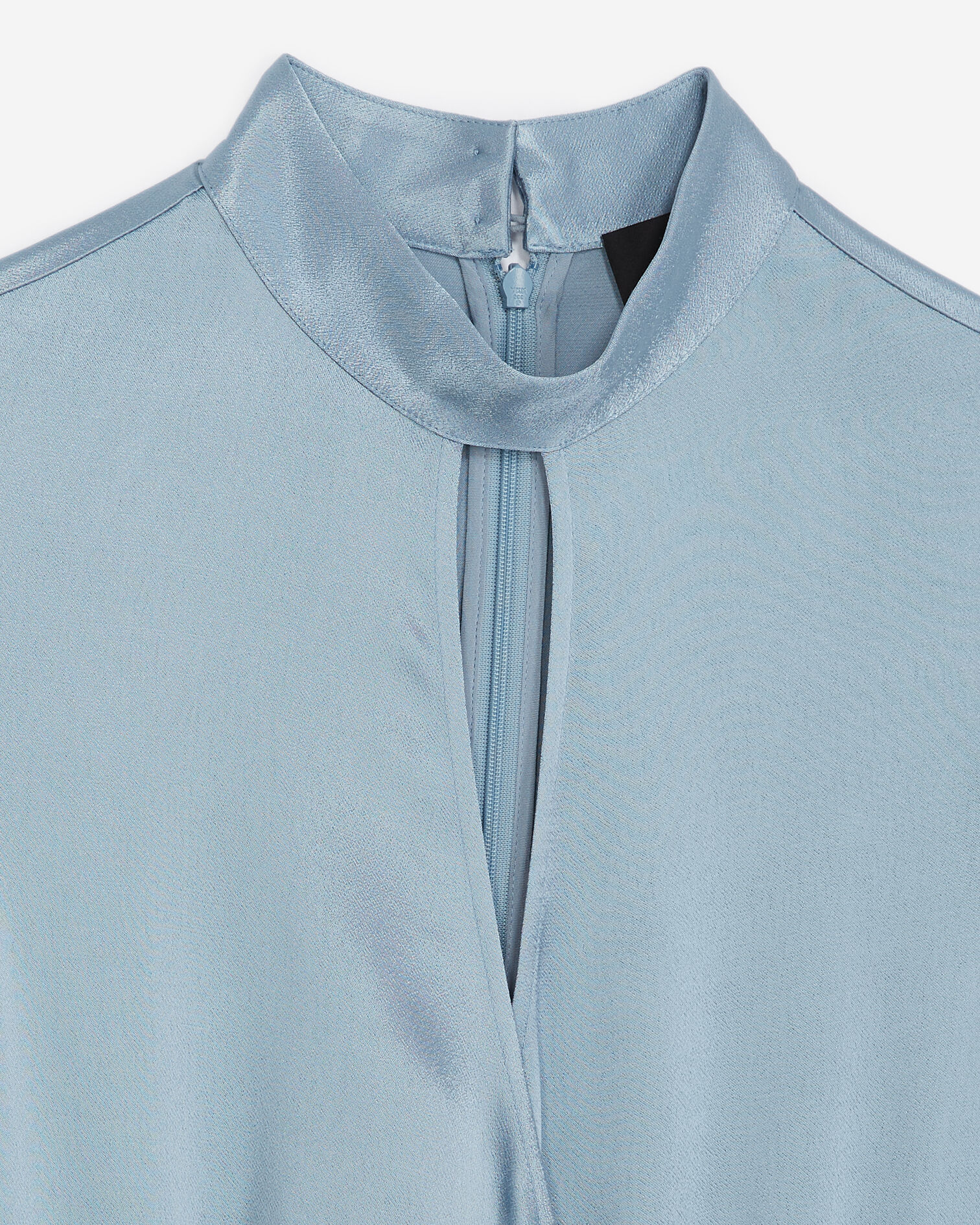 Robe courte bleu ciel satinée à découpe, BLUE, hi-res image number null