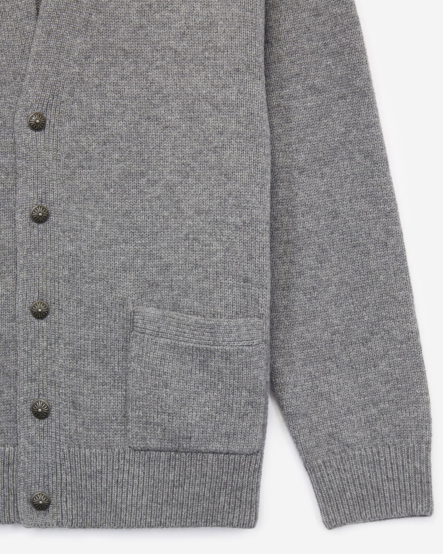 Oversized gray wool and cashmere cardigan, GREY, hi-res image number null