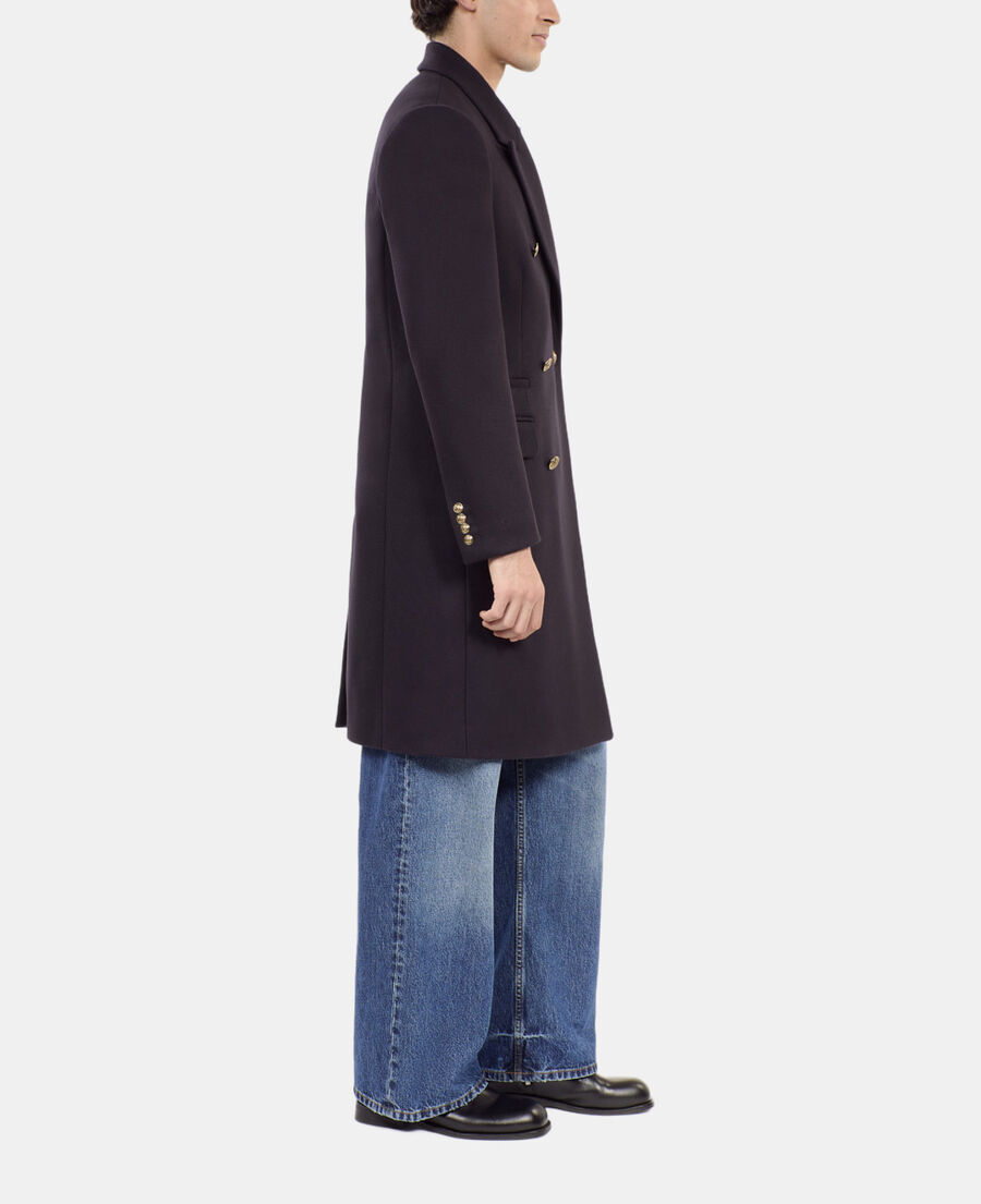 The Kooples HOMME NAVY manteau long en laine mélangée bleu marine