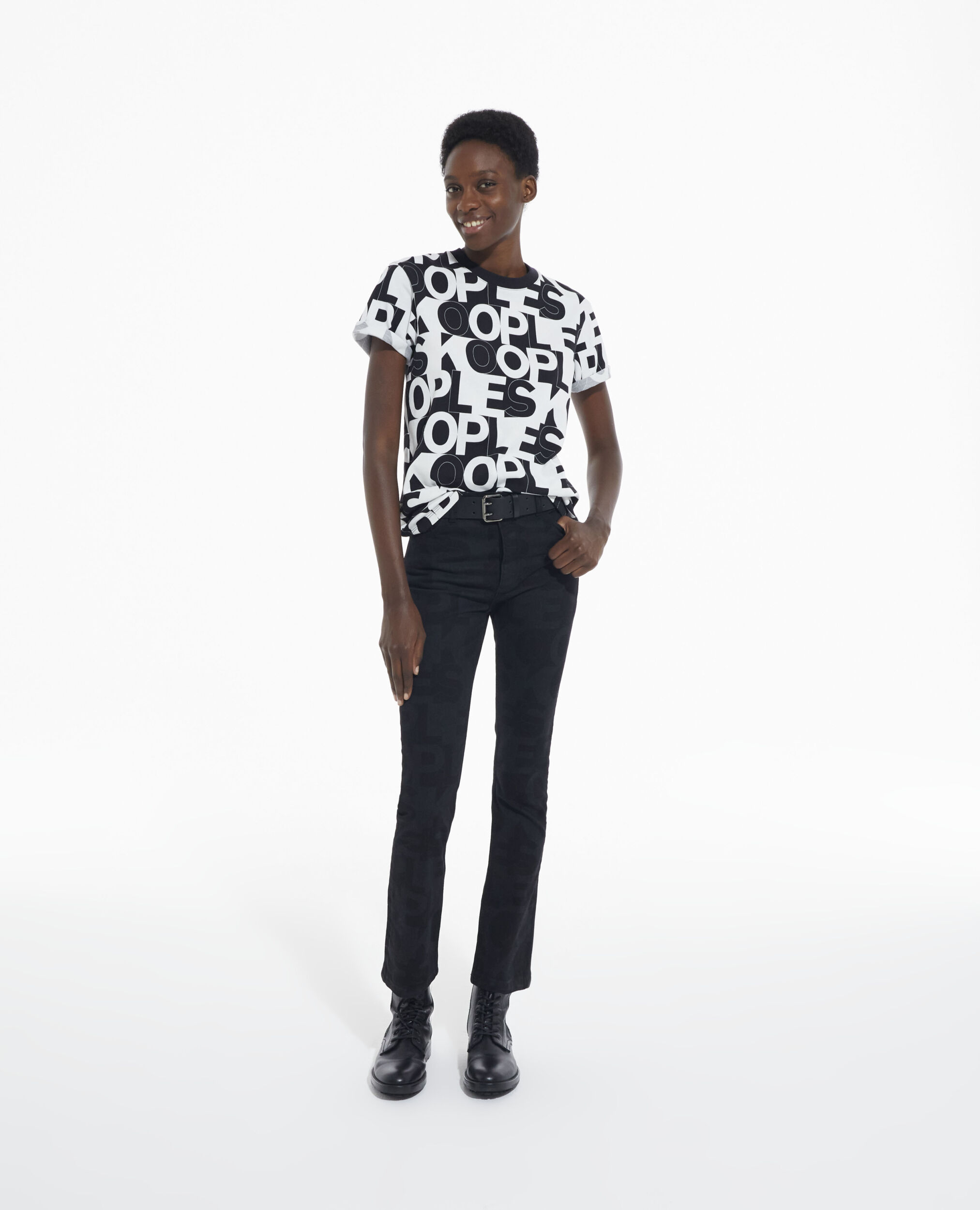 T-Shirt mit The Kooples-Logo, BLACK / WHITE, hi-res image number null