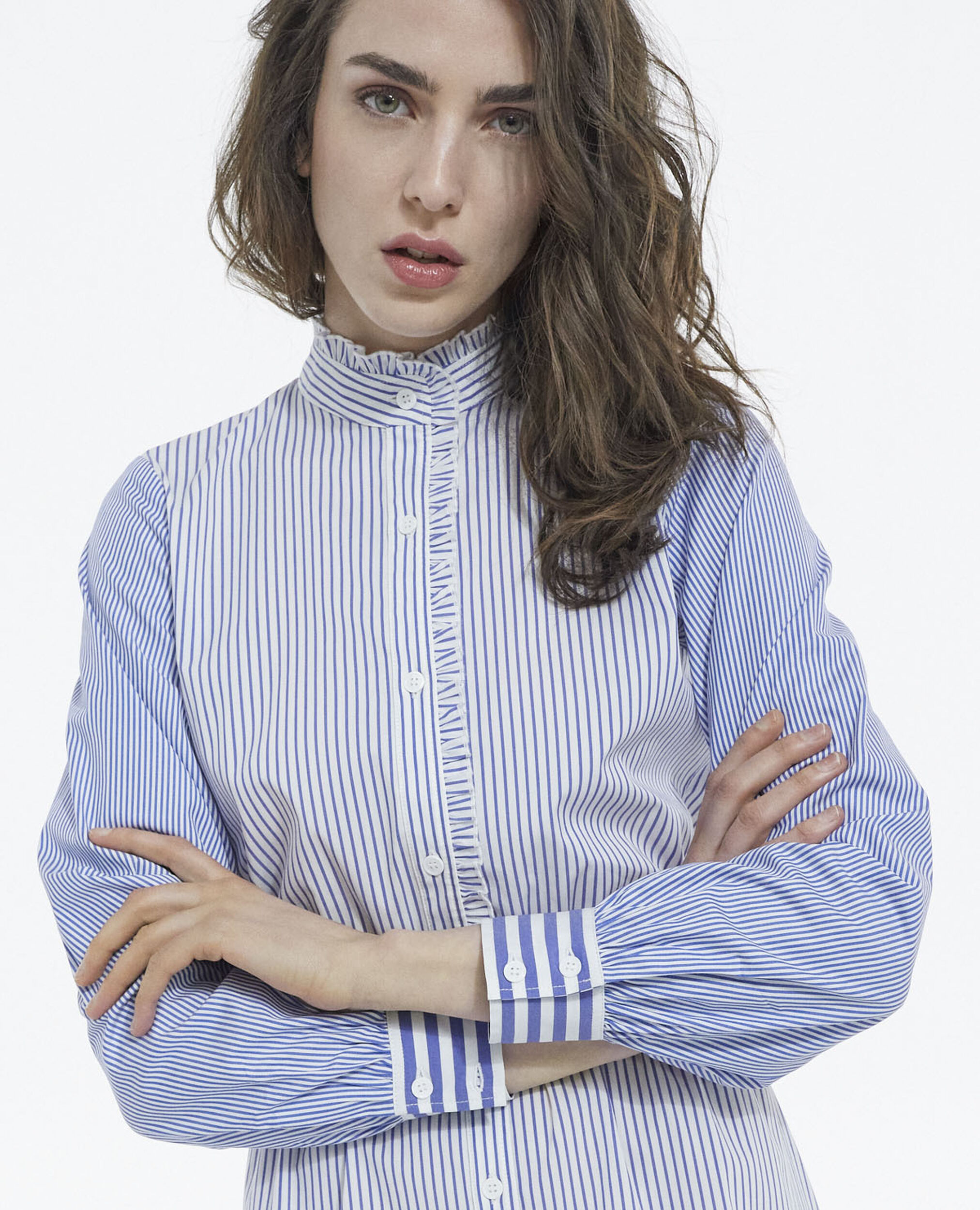 Kurzes Kleid mit himmelblauen Streifen, BLUE WHITE, hi-res image number null