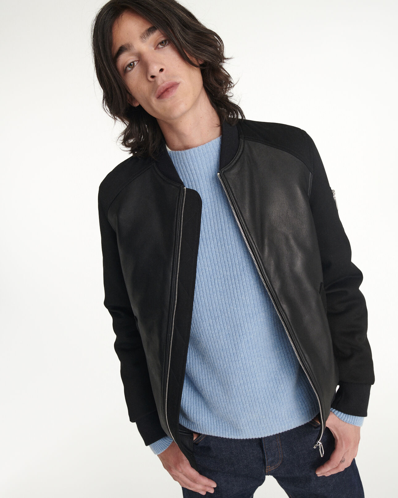 The Kooples HOMBRE BLACK chaqueta bomber piel negra bolsillo