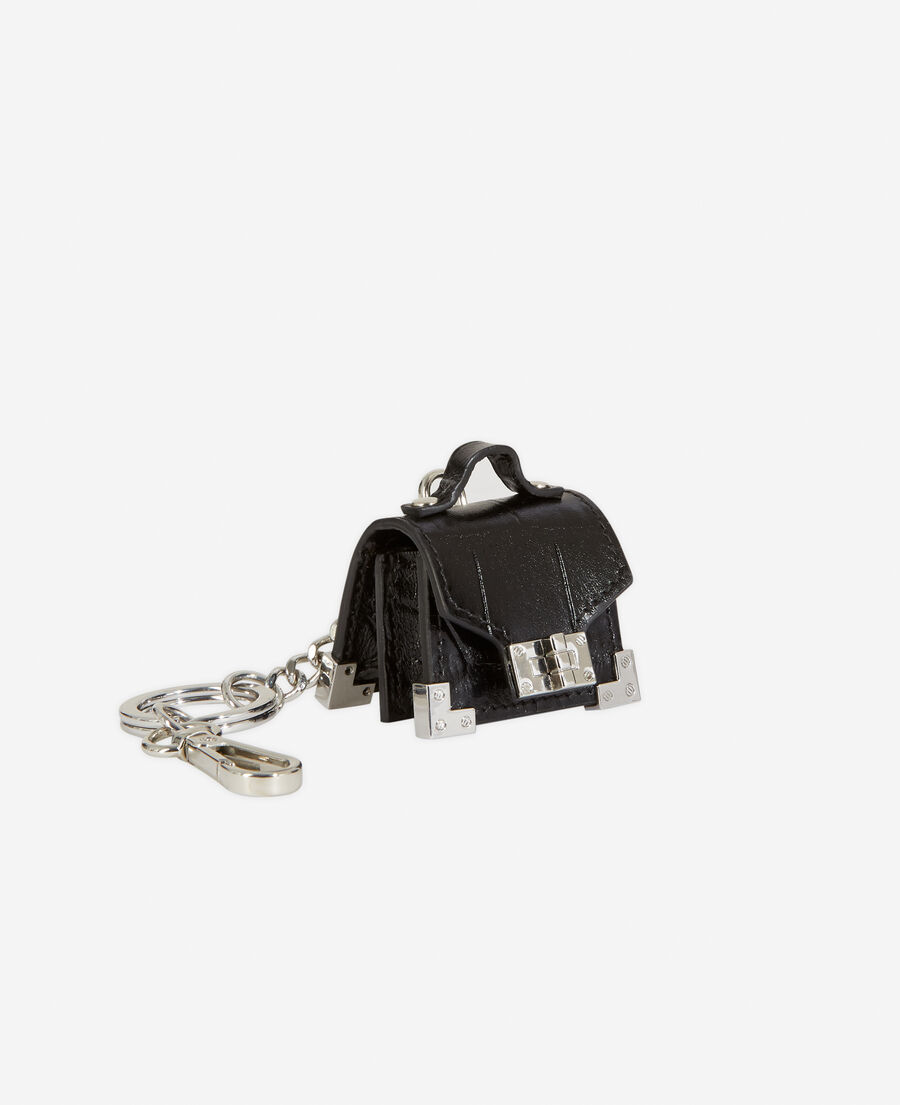 porte-clés emily argenté avec mini-sac noir