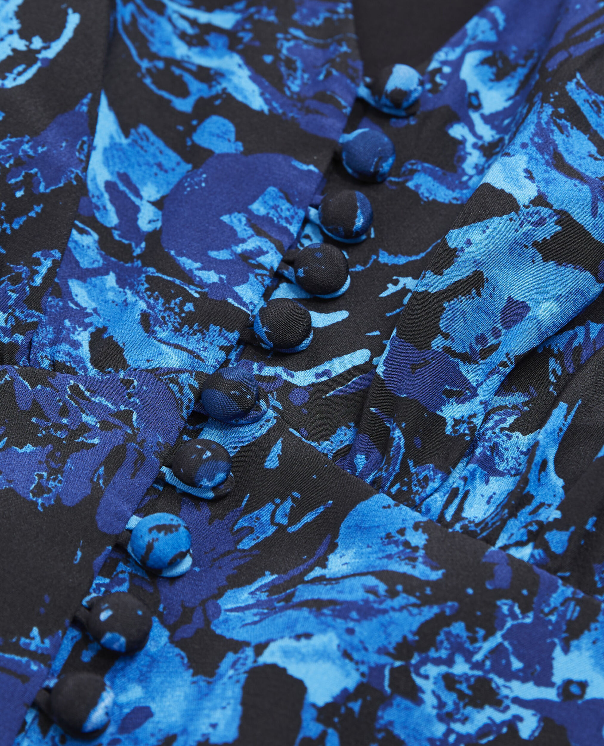 Robe longue en soie bleue imprimée, DARK BLUE, hi-res image number null