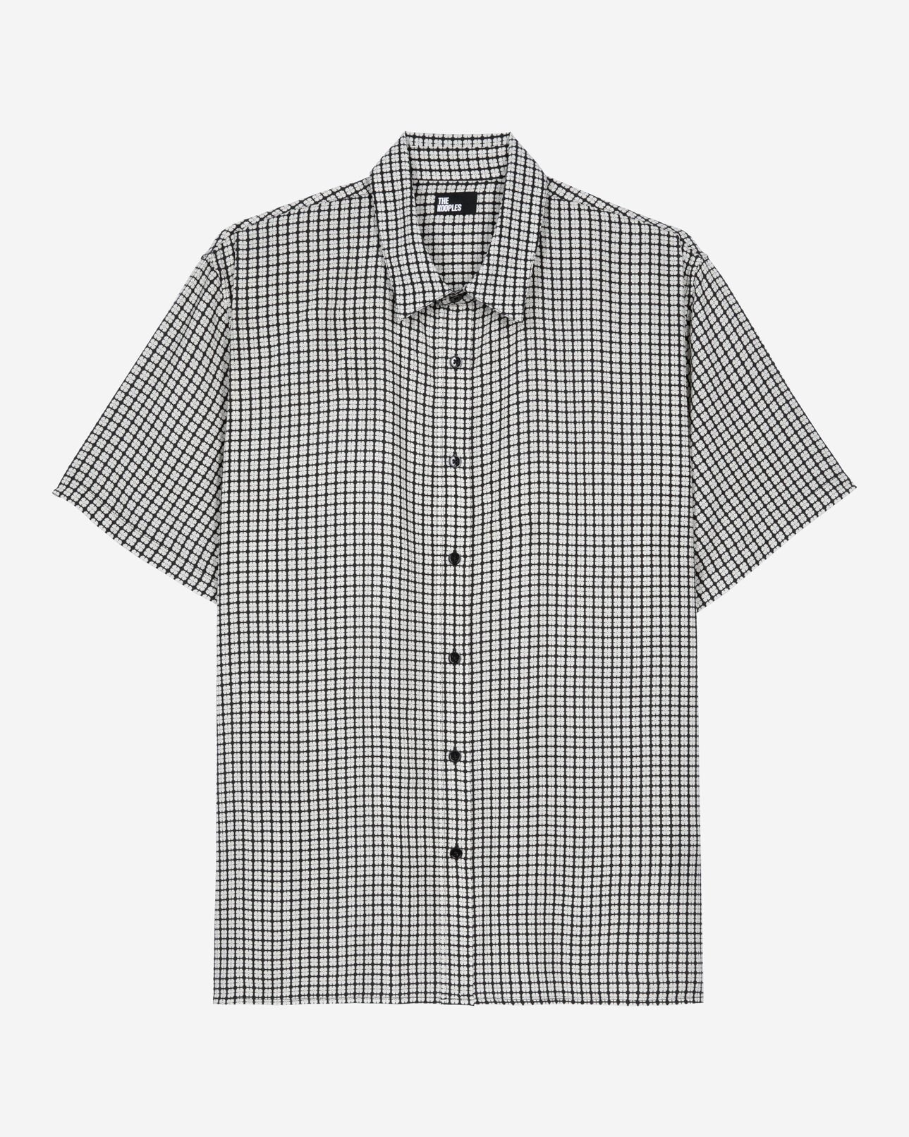 The Kooples MEN BLACK WHITE floral print short-sleeve shirt