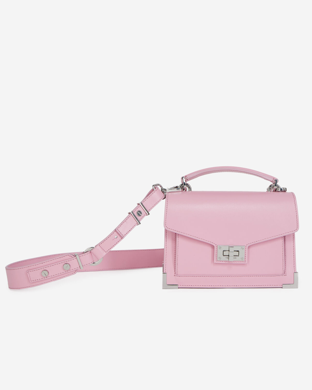 The Kooples FEMME PINK sac small emily cuir lisse rose pastel