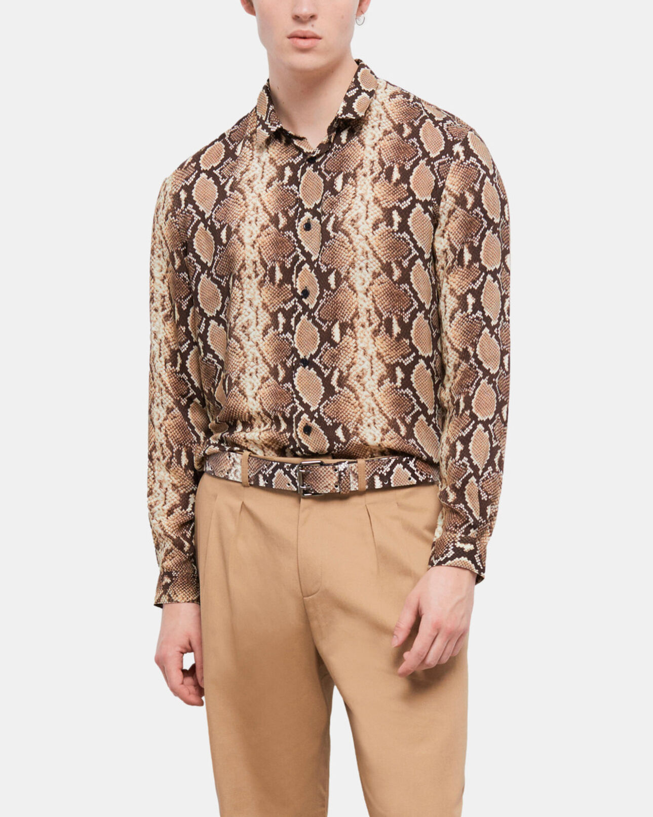 The Kooples HOMBRE BEIGE camisa informal pitón