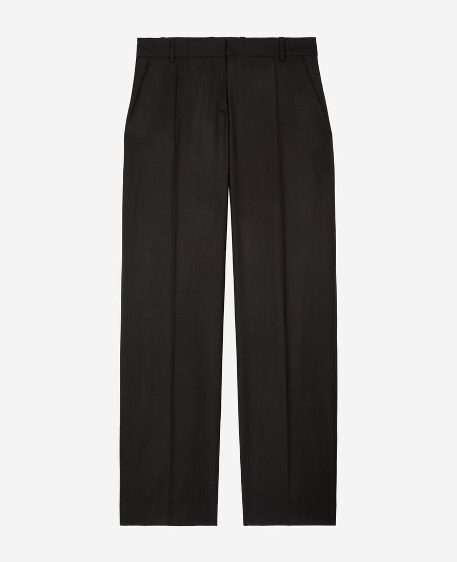 The Kooples WOMEN BLACK black wool wide-leg pants