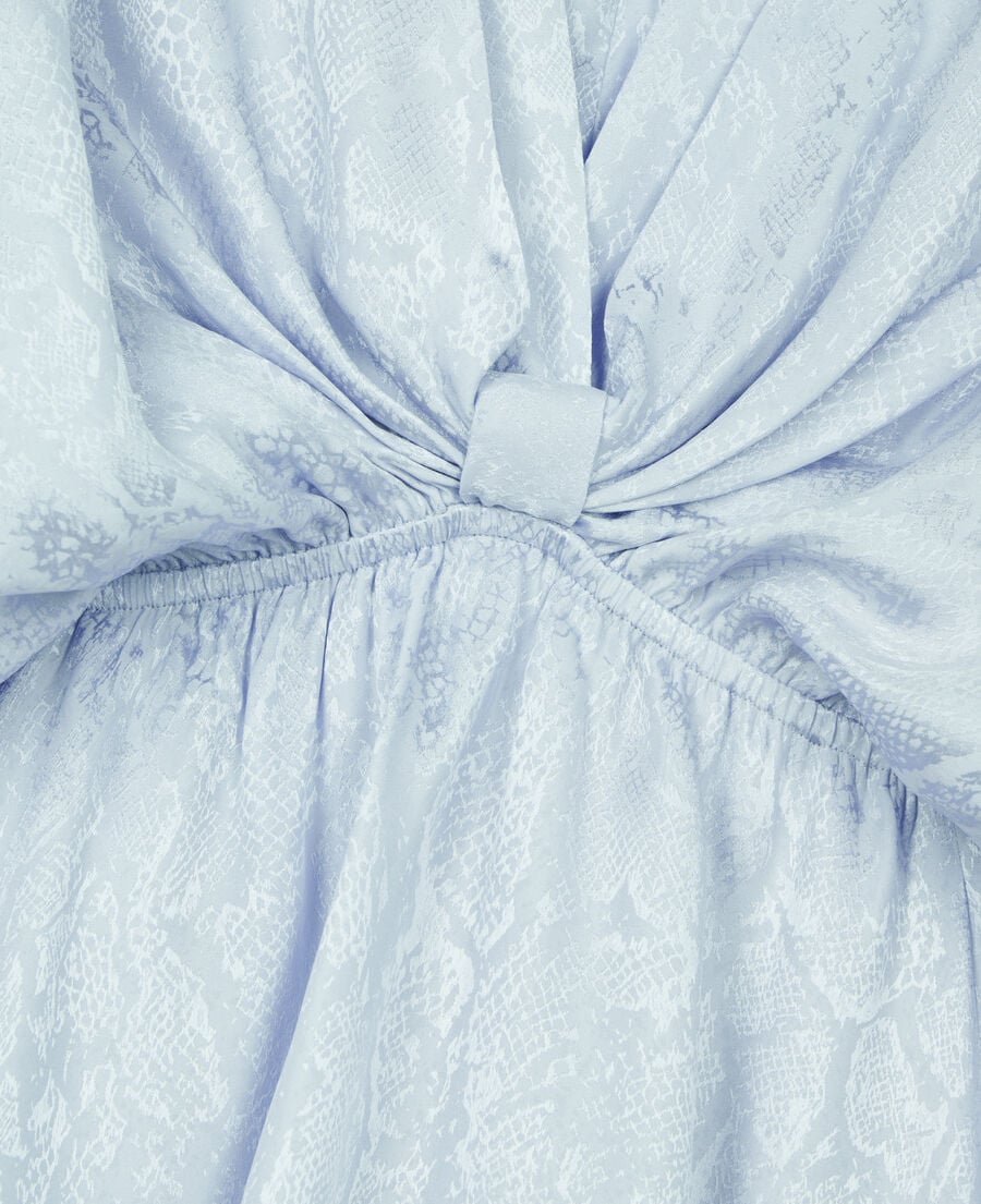 The Kooples FEMME BLUE robe courte jacquard en soie avec drapé bleue