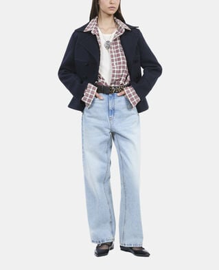 The Kooples FEMME DARK NAVY caban court bleu marine