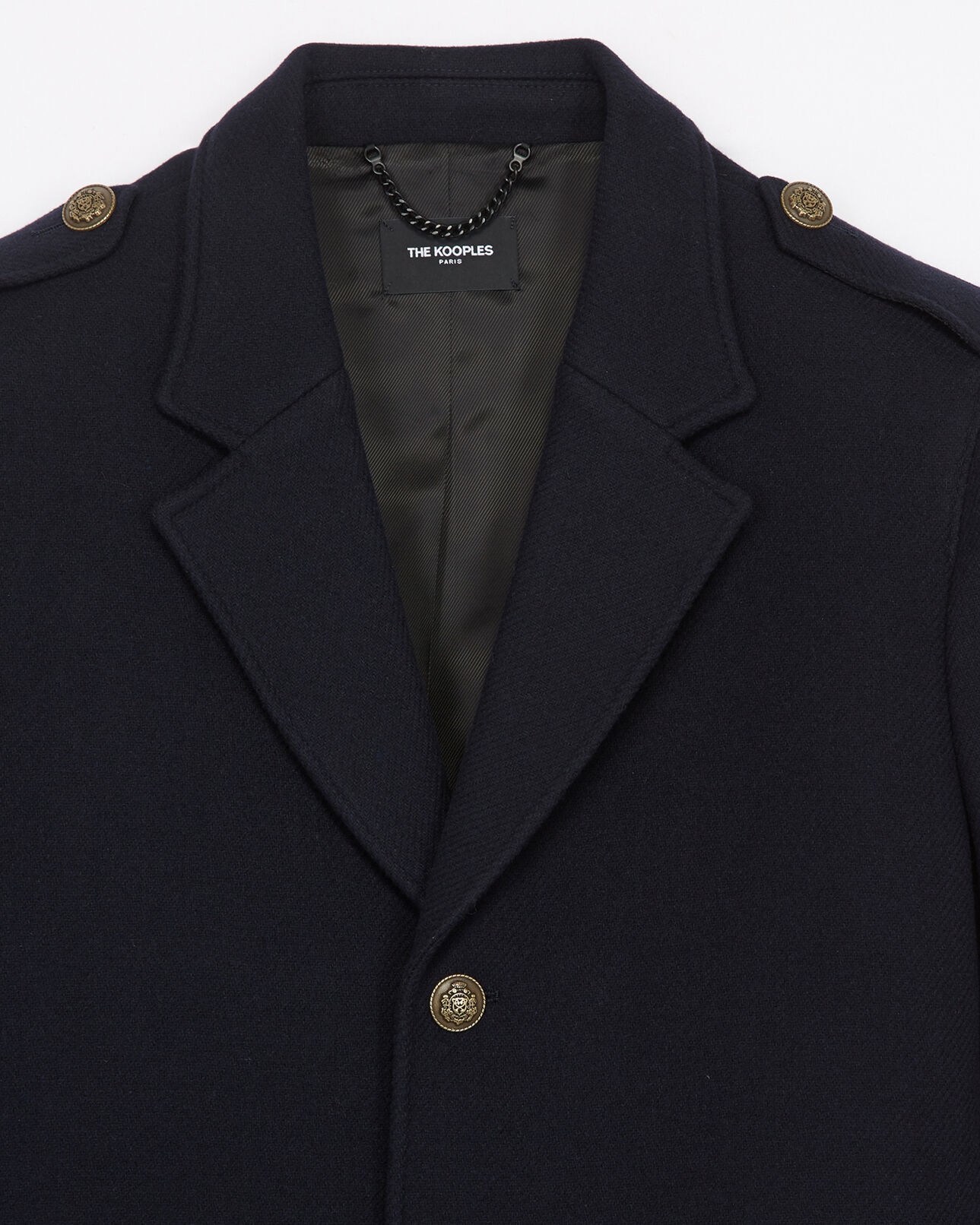 The Kooples MEN NAVY straight fit wool coat with martingale belt
