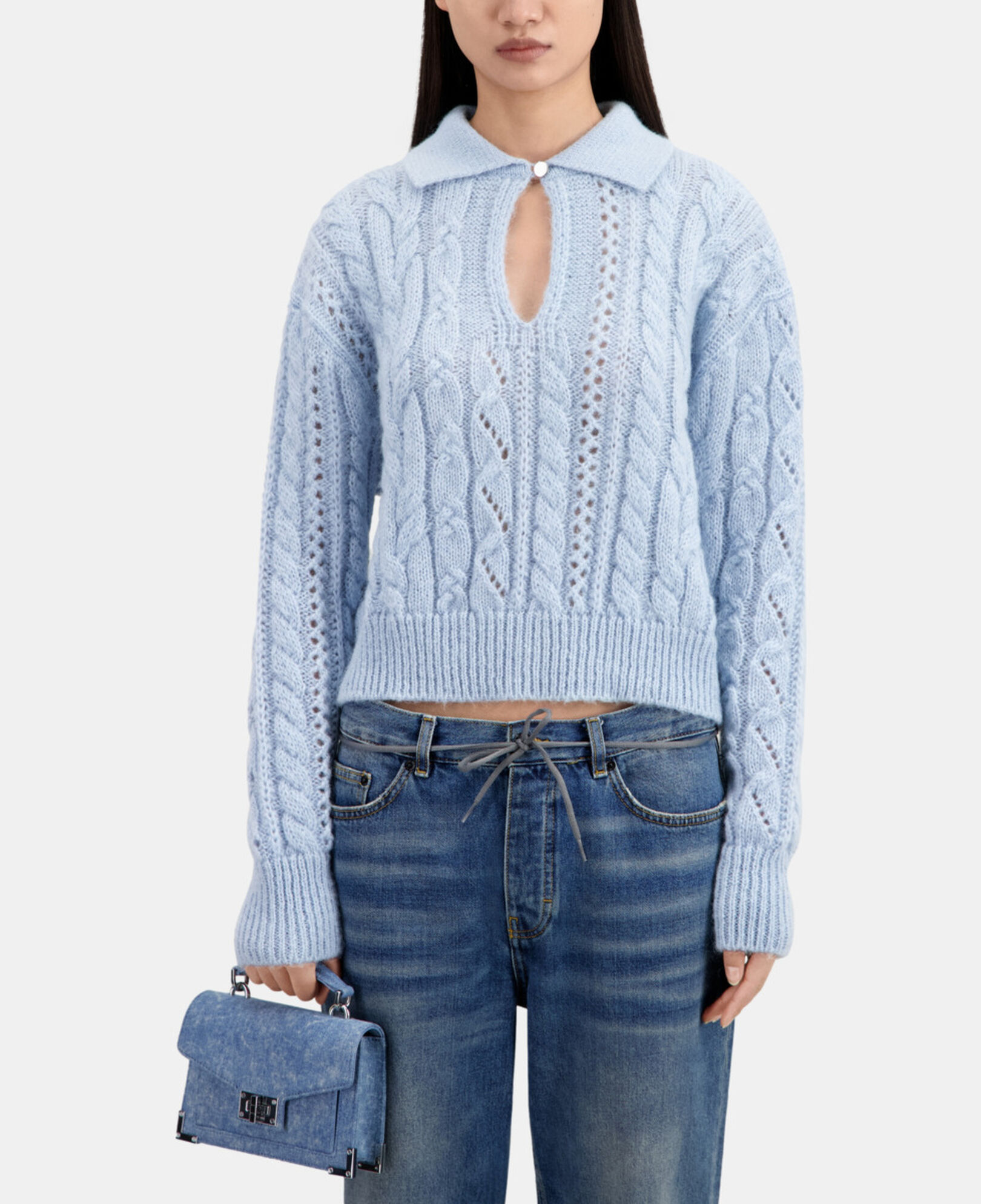 The Kooples DAMEN BLUE himmelblauer pullover aus einer wollmischung