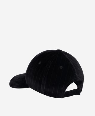 The Kooples M BLACK white velvet cap with fine stripes