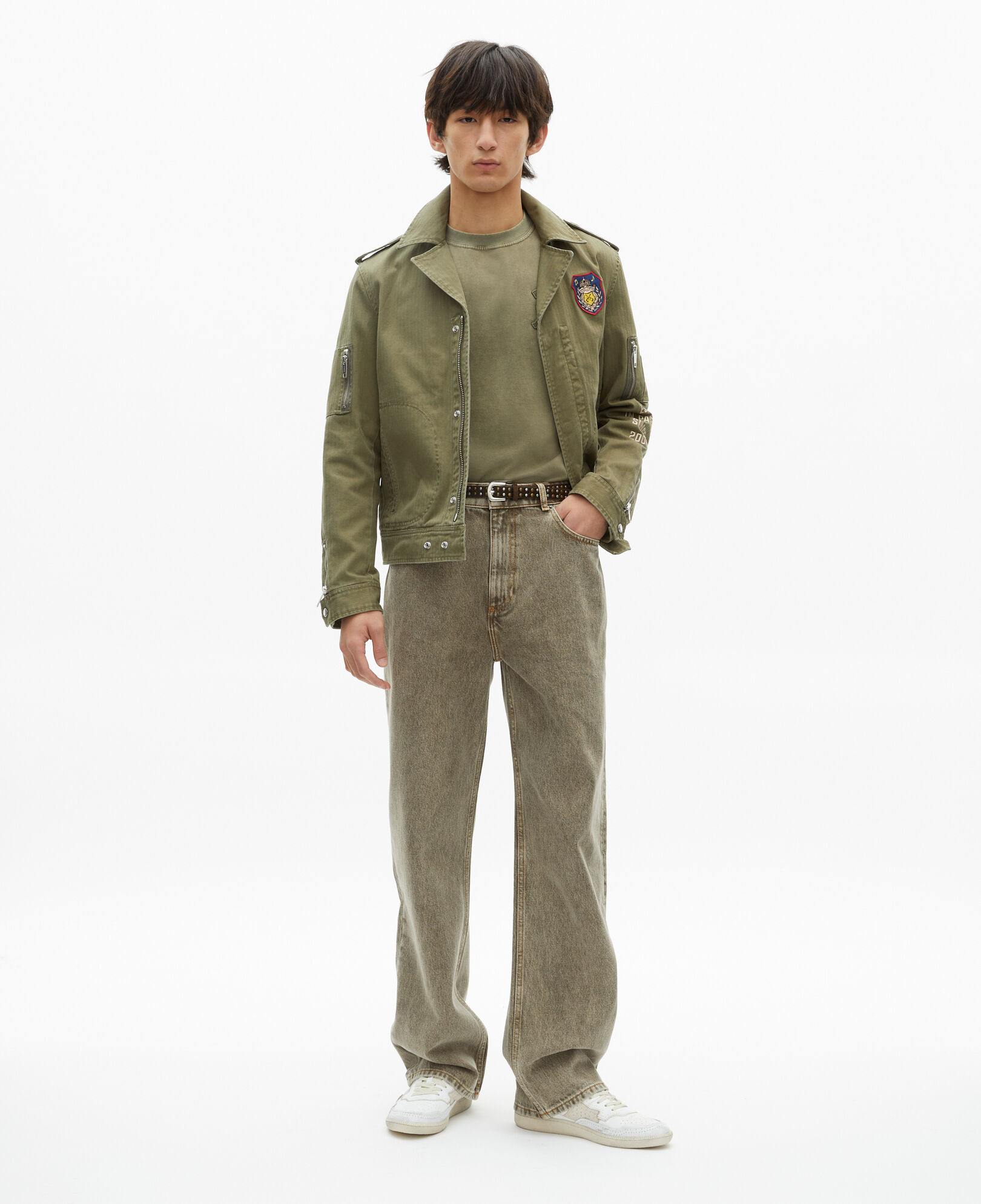The Kooples HERREN KAKI khakifarbene jacke im offizierstil