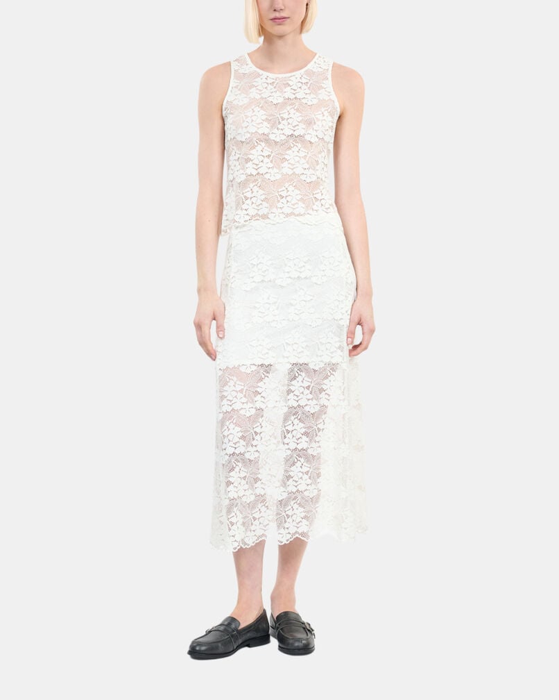 The Kooples FEMME ECRU jupe longue en dentelle écrue