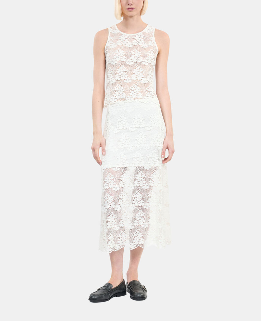 The Kooples WOMEN ECRU long ecru lace skirt