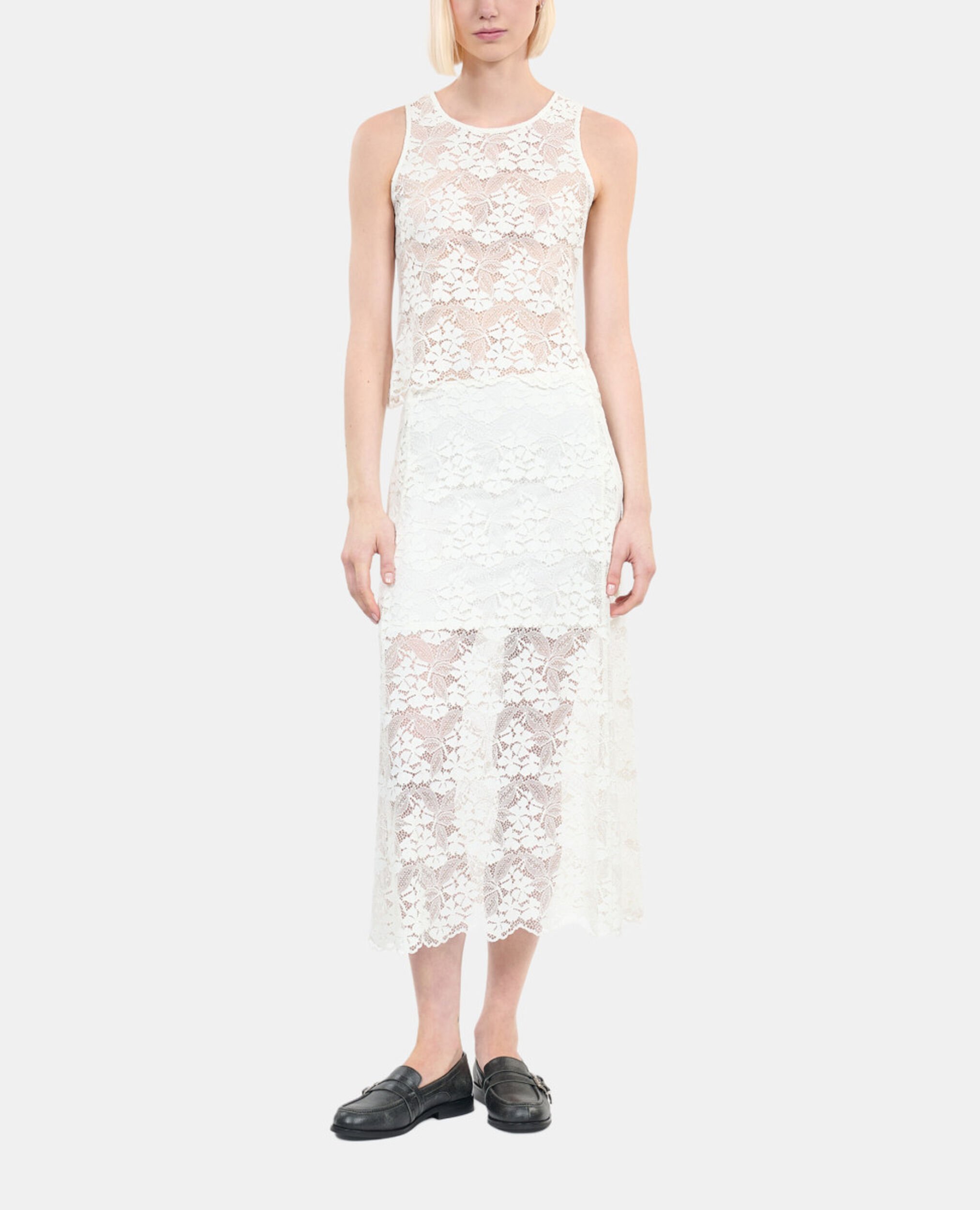 Long ecru lace skirt, ECRU, hi-res image number null