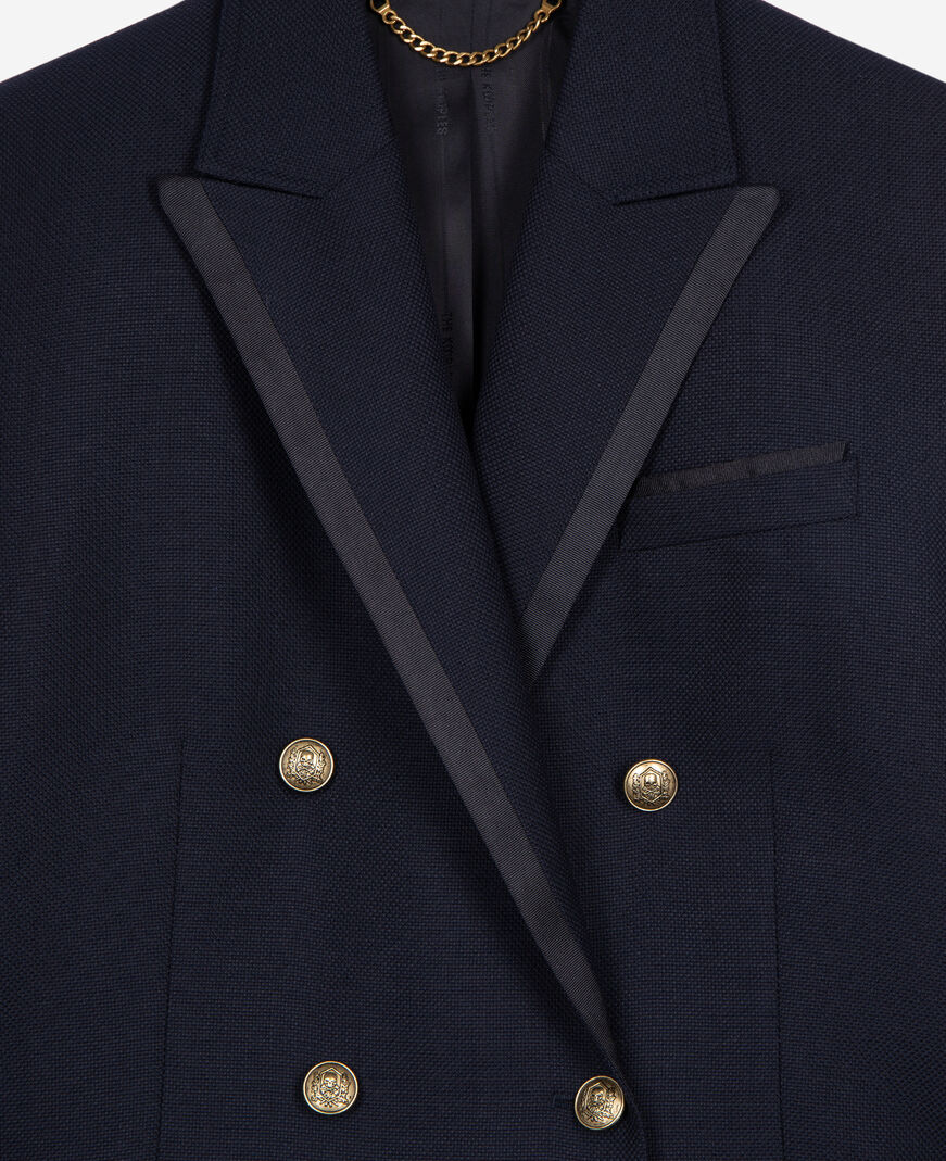 The Kooples WOMEN DARK NAVY navy blue wool-blend suit jacket