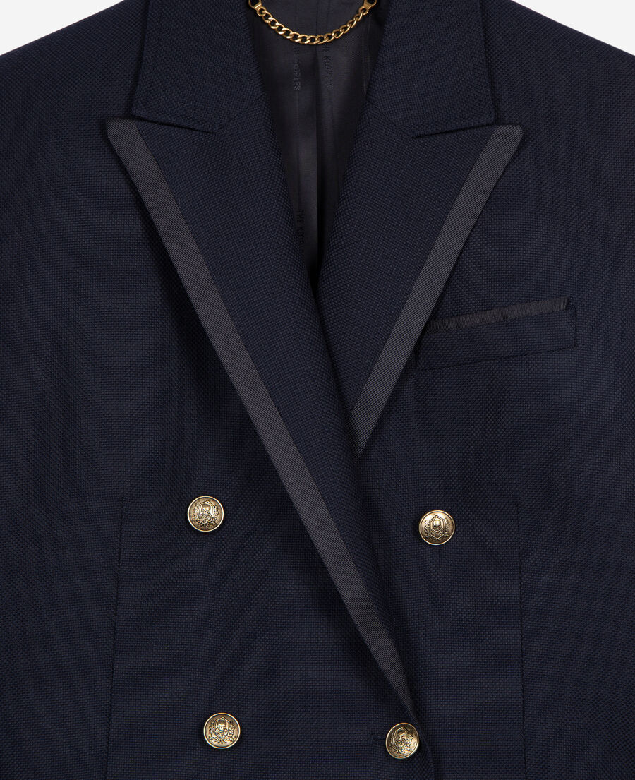 The Kooples WOMEN DARK NAVY navy blue wool-blend suit jacket