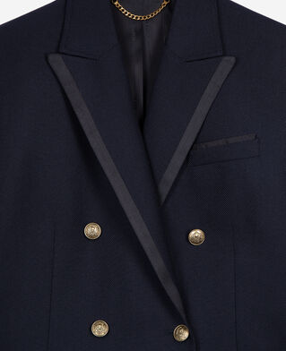 The Kooples WOMEN DARK NAVY navy blue wool-blend suit jacket