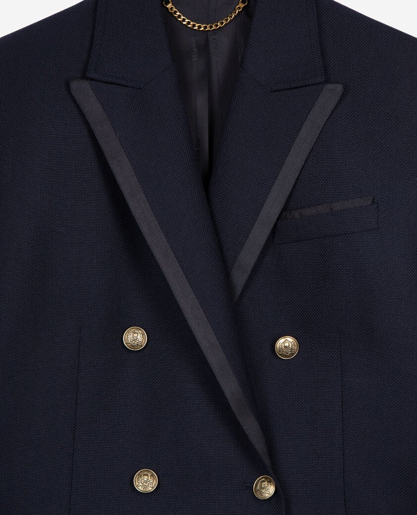 The Kooples DAMEN DARK NAVY kostümjacke aus marineblauem wollgemisch
