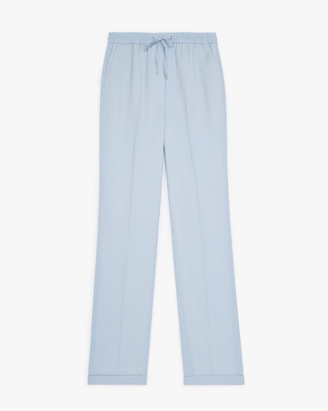 The Kooples FEMME BLUE pantalon droit bleu ciel laine élastique