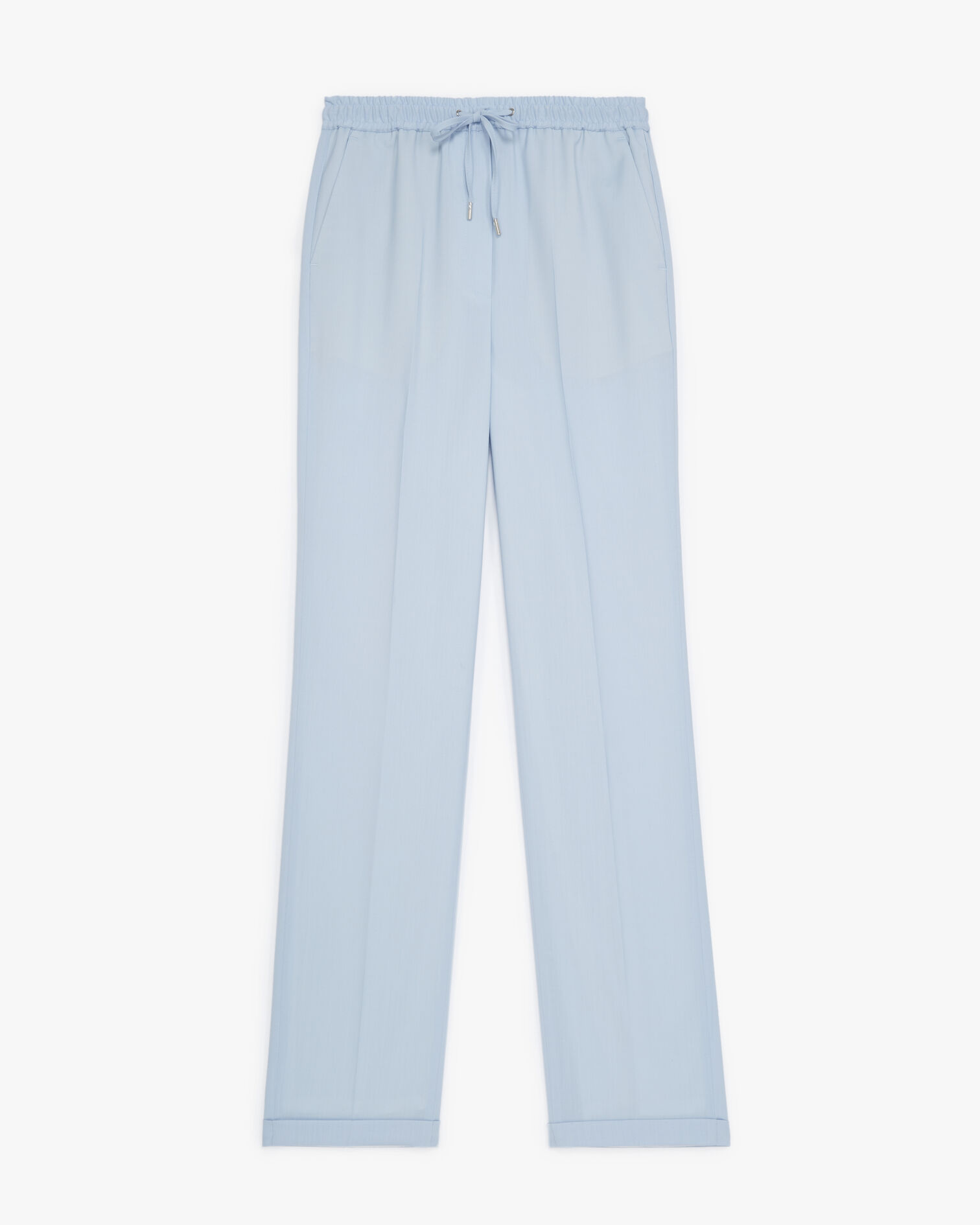 Pantalon droit bleu ciel laine élastique, BLUE, hi-res image number null