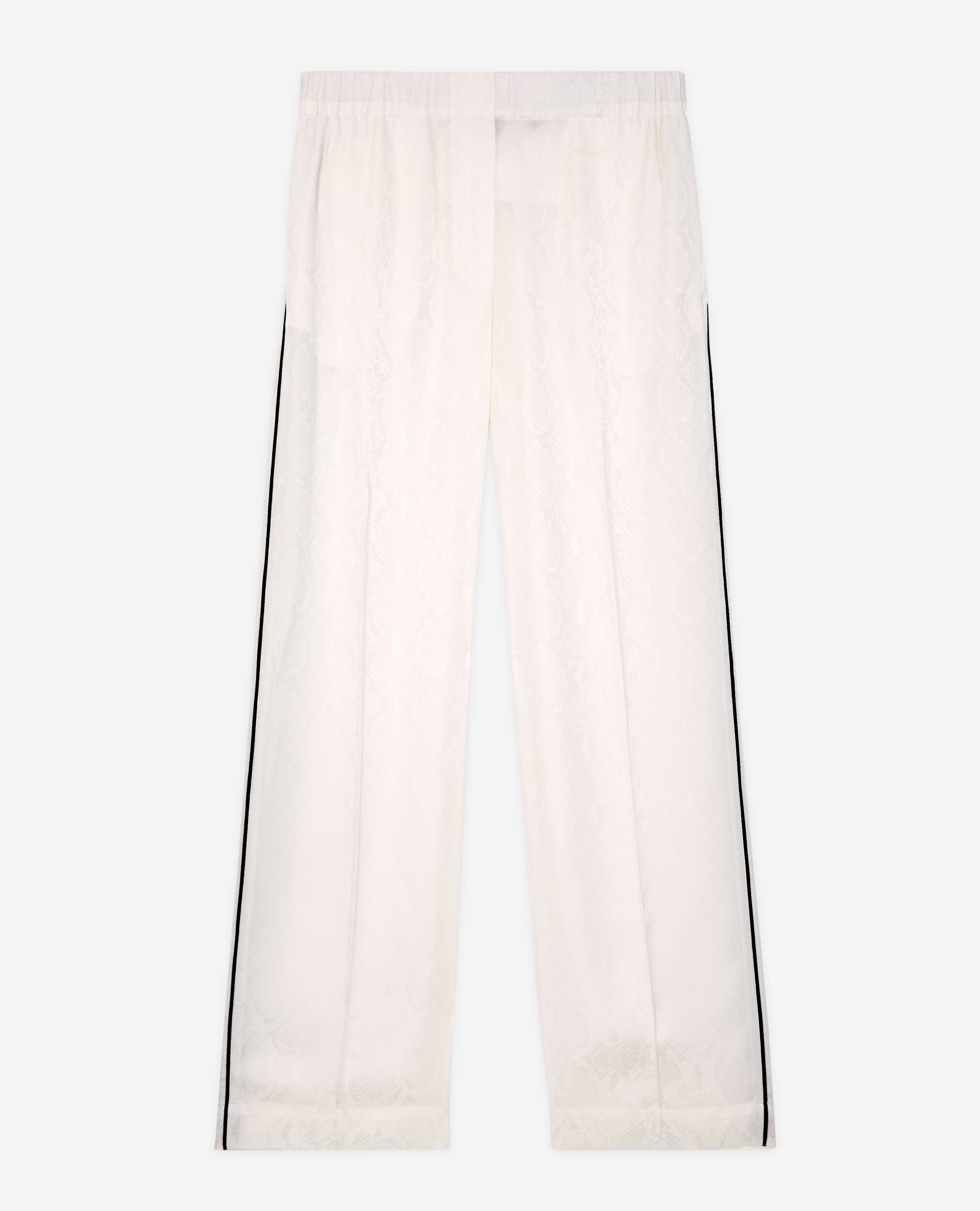 Snakeskin print satin pants, WHITE, hi-res image number null