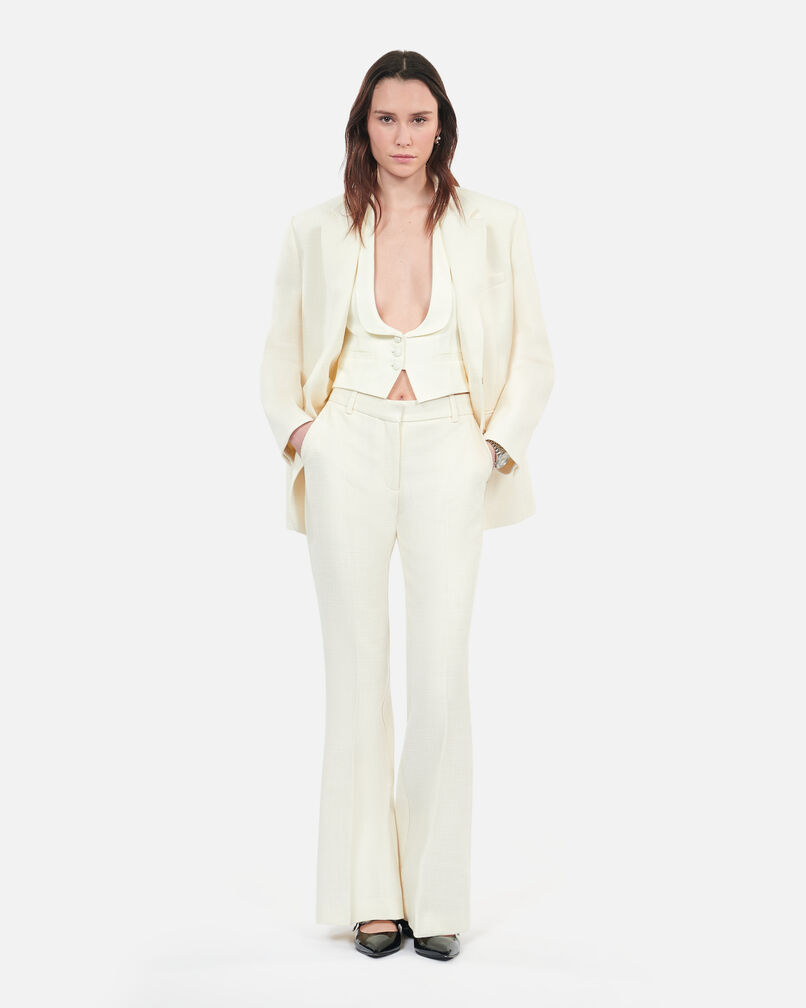 The Kooples F ECRU ecru wool and cotton flared suit trousers