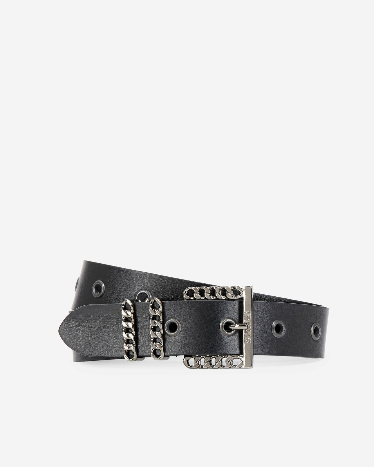 The Kooples FEMME BLACK ceinture en cuir avec boucle chaîne noire