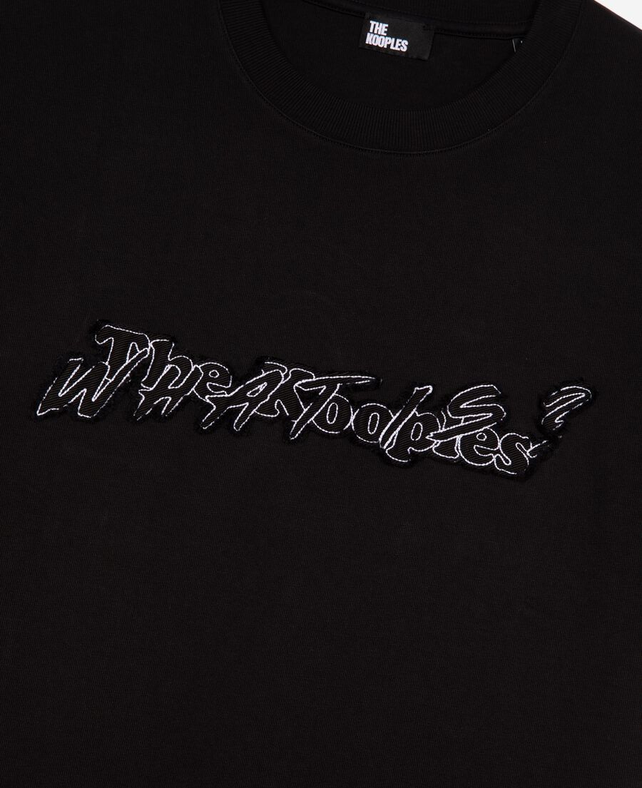 The Kooples H BLACK what is denim t-shirt black