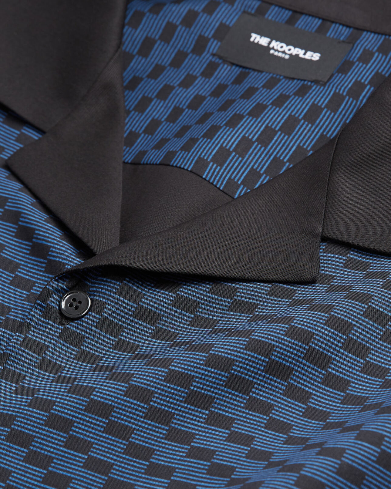 The Kooples MEN BLACK BLUE chic black and blue shirt with short sleeves