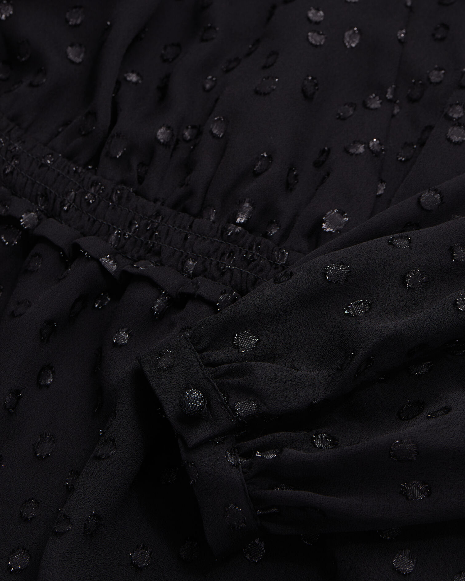 Black polka dot top with silver wire, BLACK, hi-res image number null