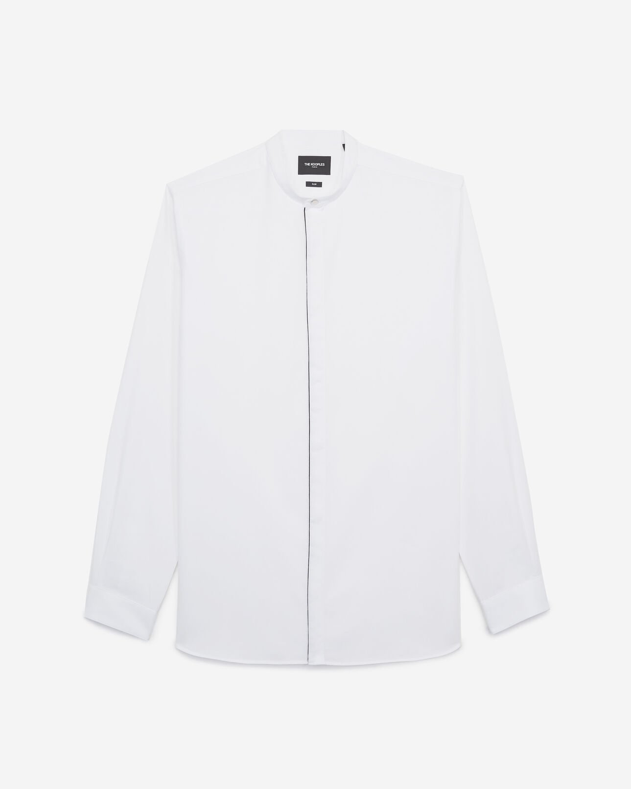 The Kooples HOMME WHITE chemise sans col slim coton blanc
