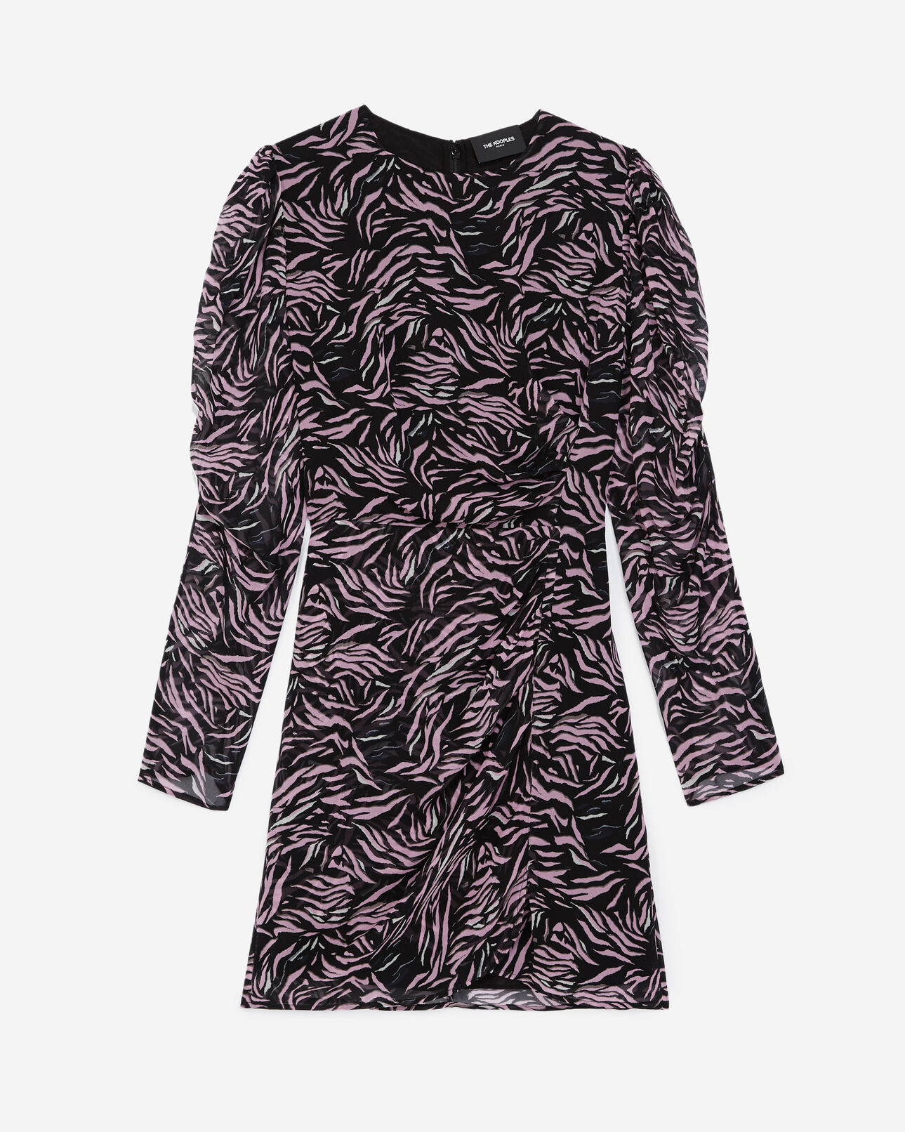 The Kooples WOMEN BLACK / PINK short black and pink zebra-print dress