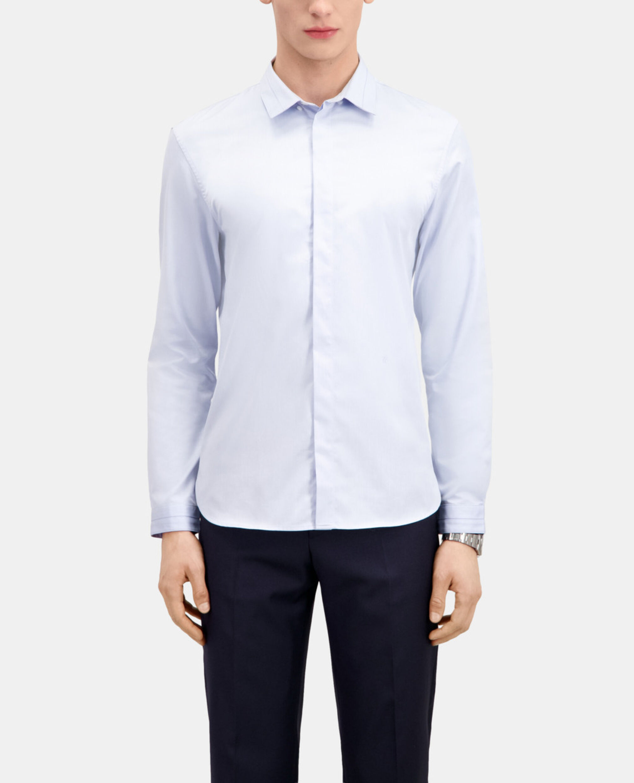 Smart twill sky blue shirt, LIGHT BLUE, hi-res image number null