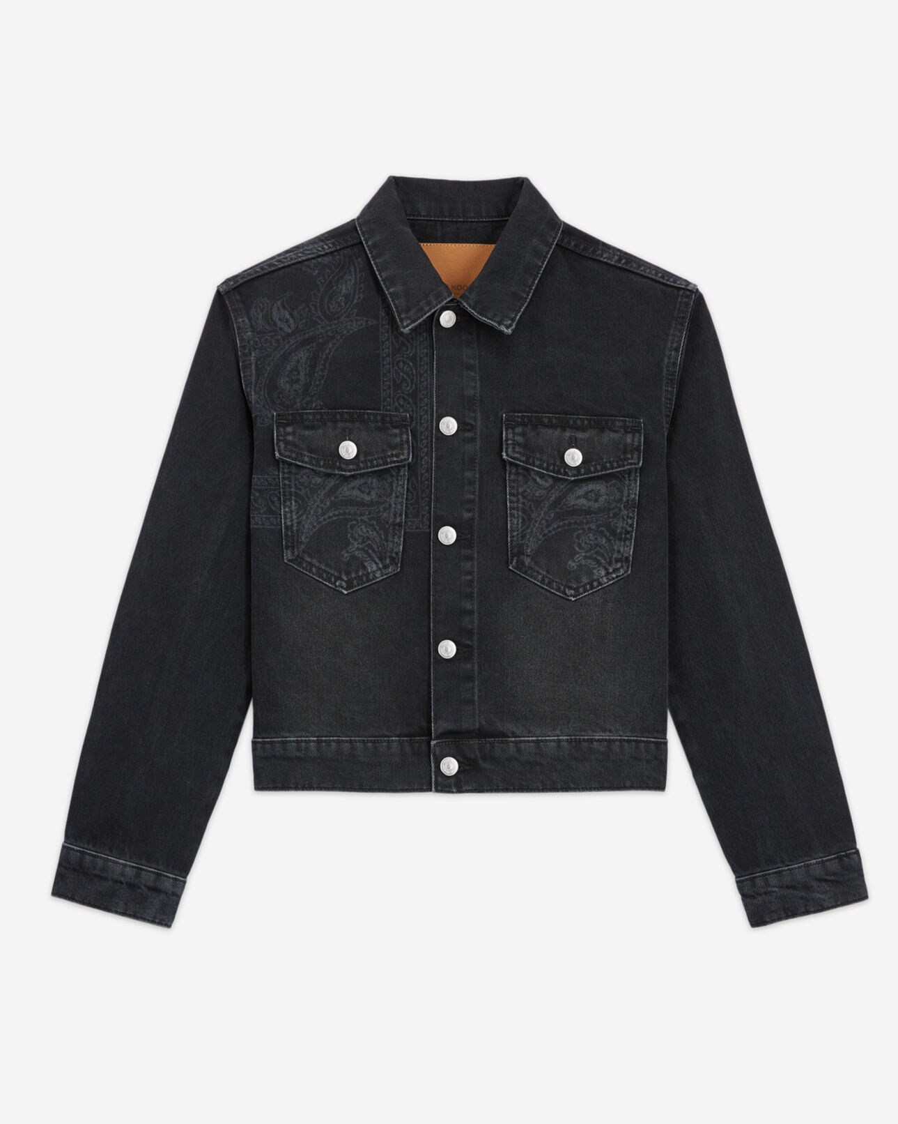 The Kooples WOMEN BLACK WASHED faded jean jacket