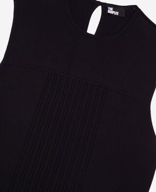 The Kooples DAMEN DARK NAVY kurzes kleid aus plissierter maschenware in marine