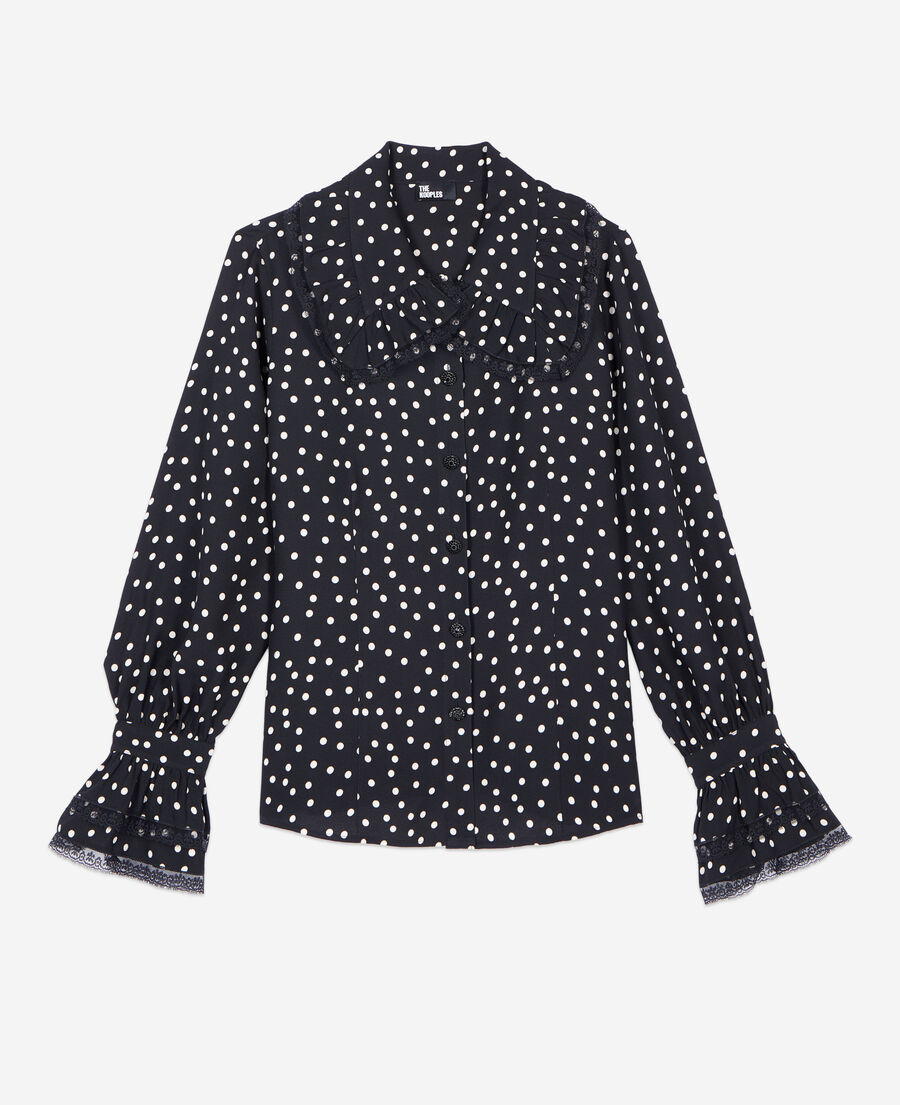 The Kooples F BLACK WHITE black polka dot shirt