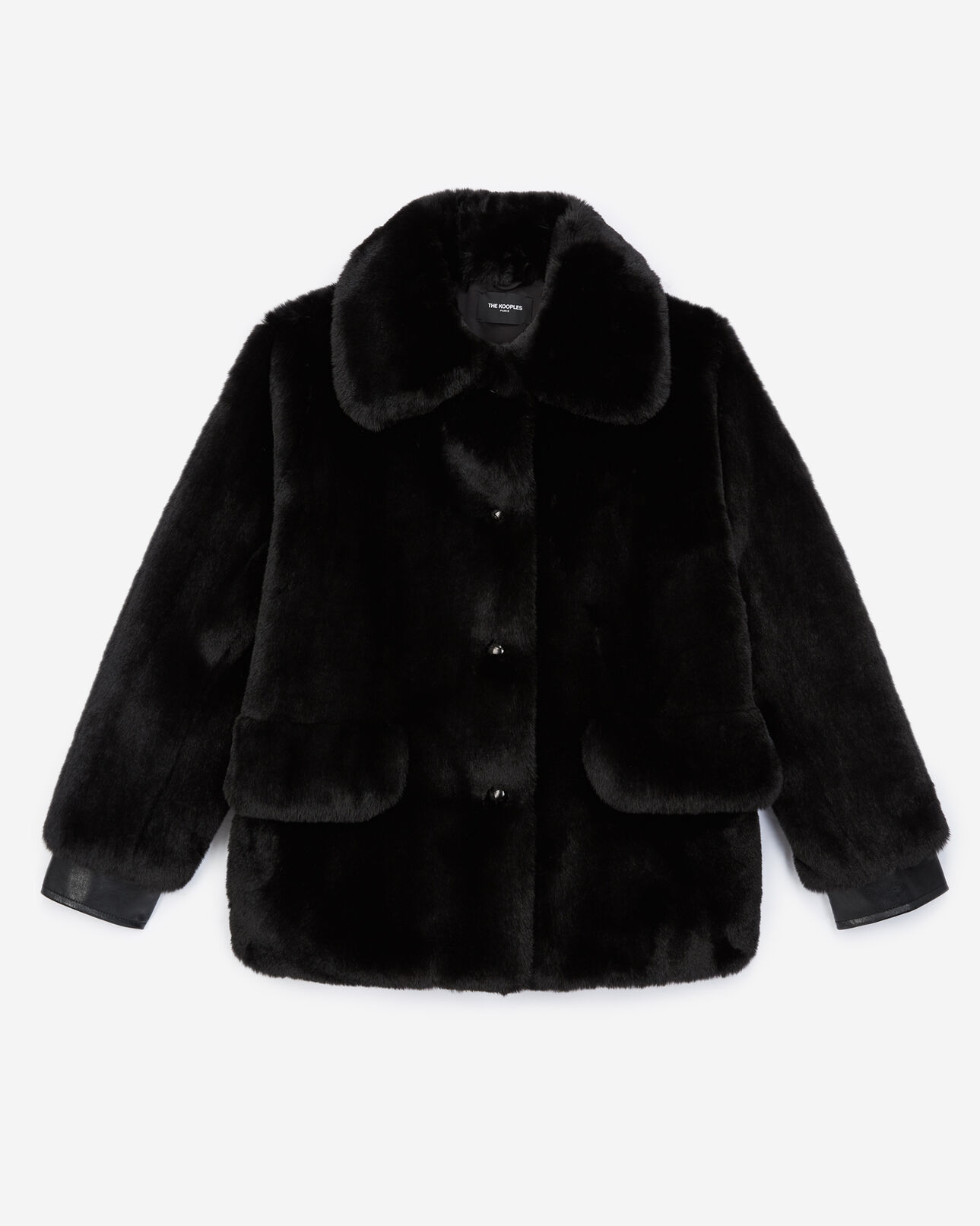 The Kooples WOMEN BLACK short black faux fur coat