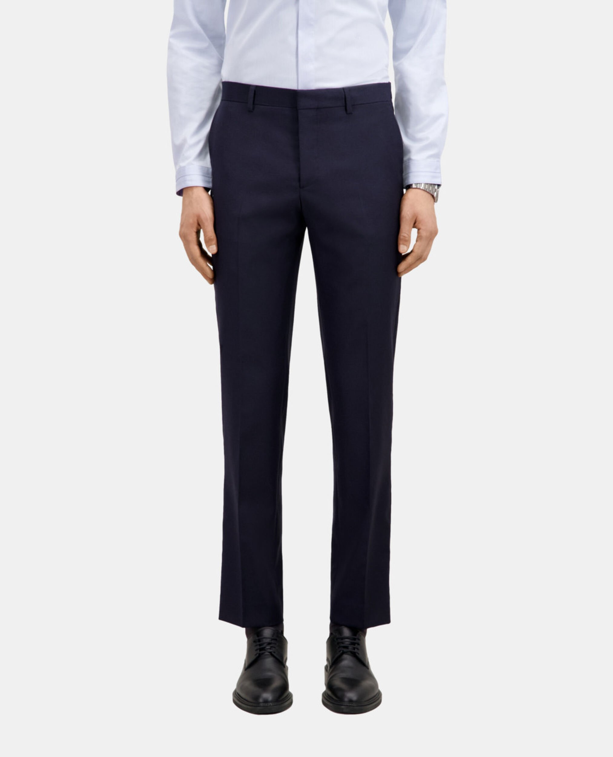 Navy blue wool suit trousers, NAVY, hi-res image number null