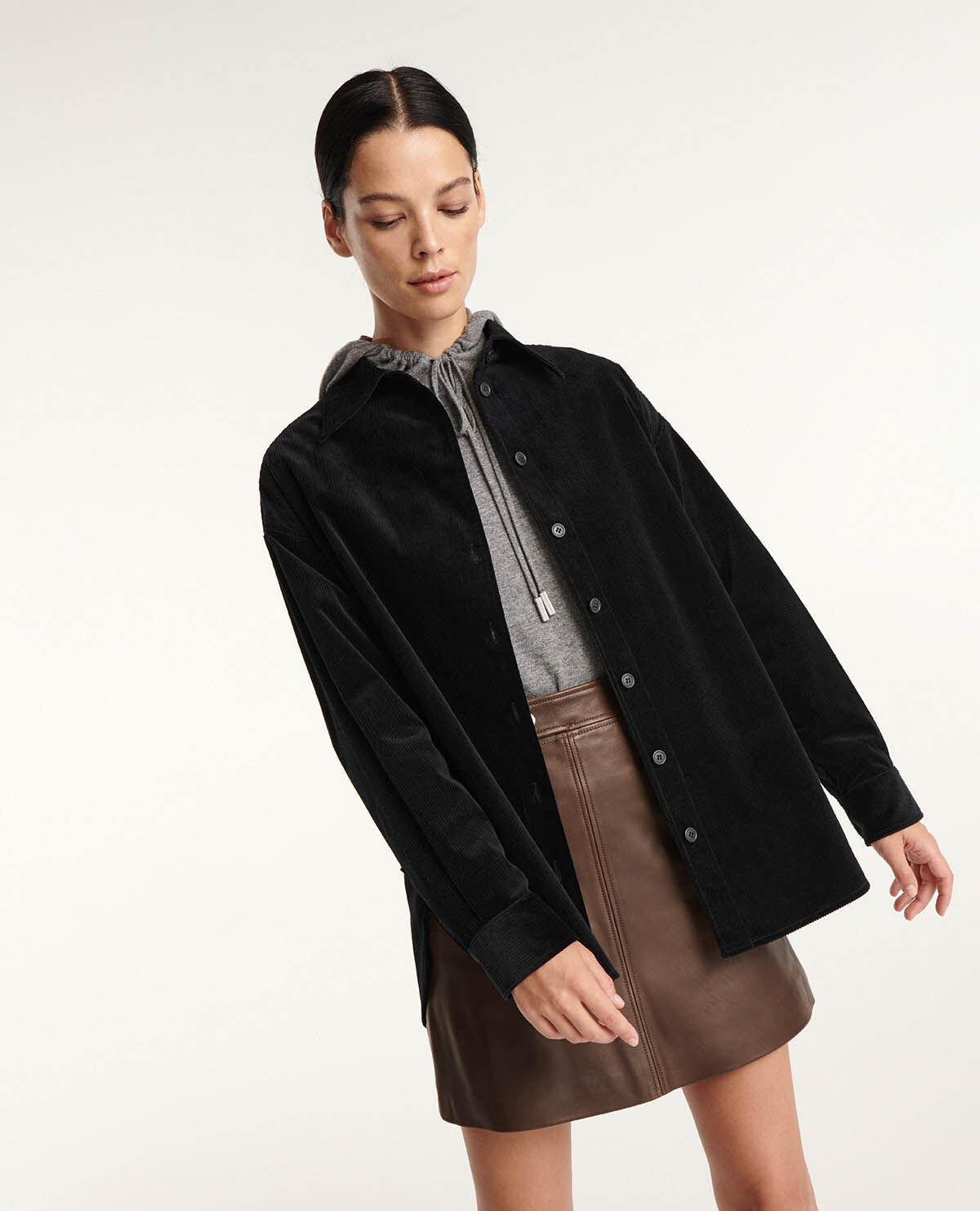 Chemise velours noir femme sales
