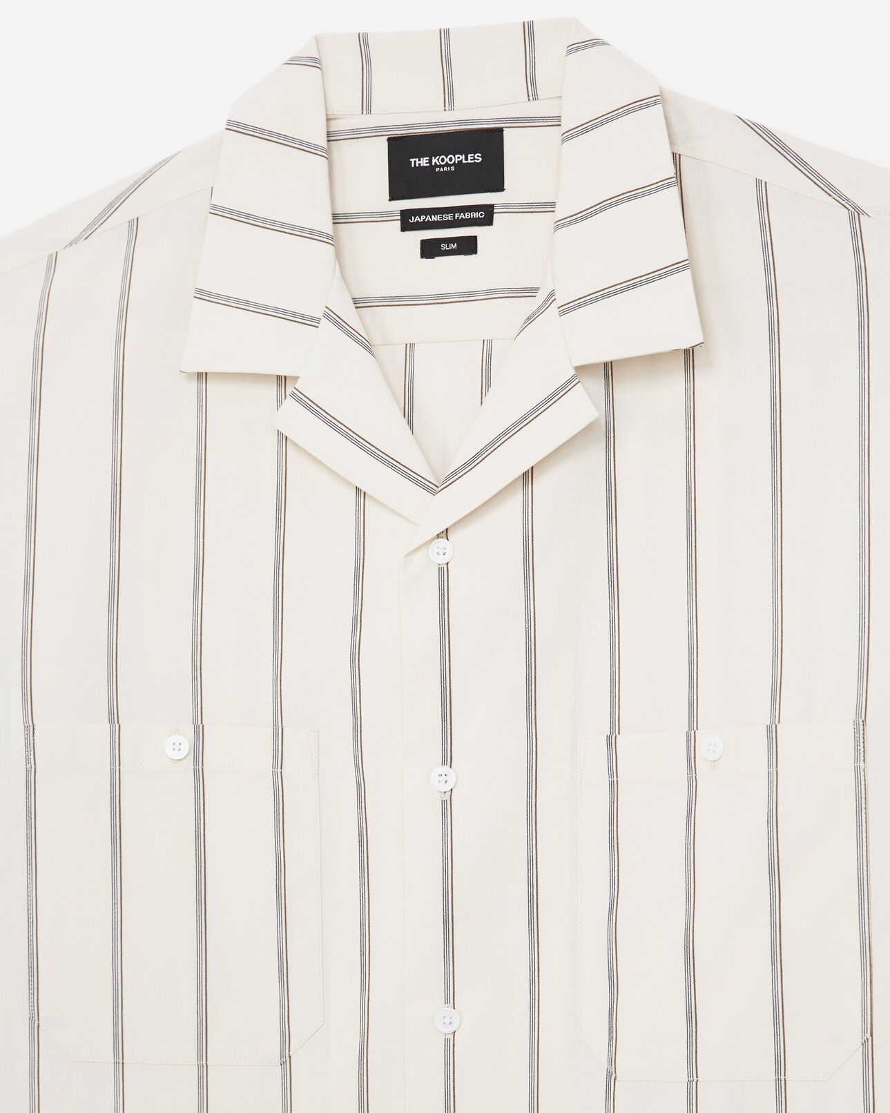 The Kooples HOMME BEIGE GREY chemise coton blanc cassé à rayures
