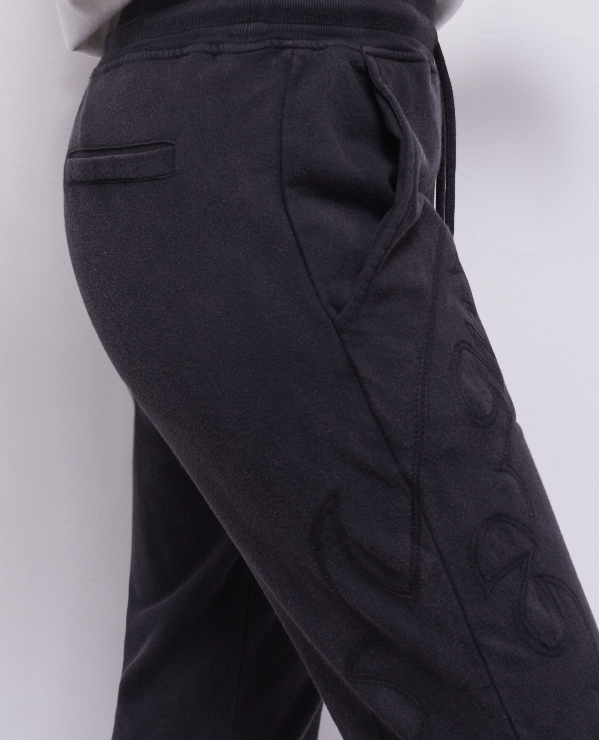 Black joggers with Western-style embroidery, BLACK WASHED, hi-res image number null
