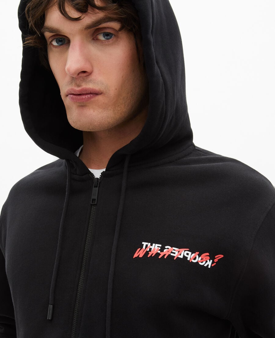 The Kooples MEN BLACK what is black hooded zip-up sweatshirt
