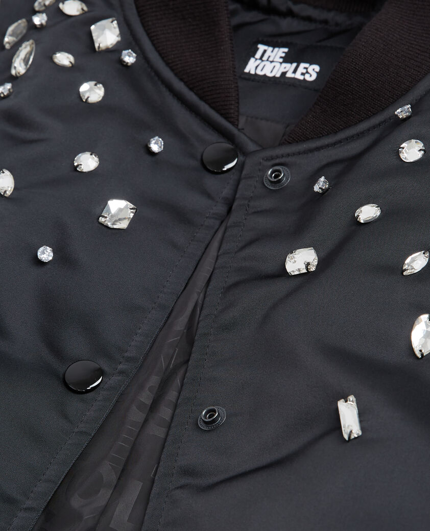 The Kooples WOMEN BLACK black bomber jacket with rhinestones