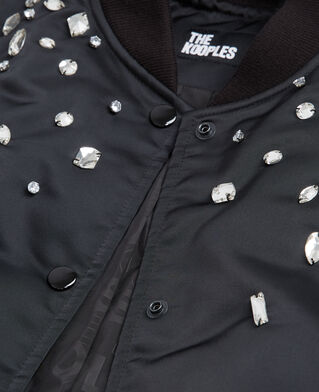 The Kooples WOMEN BLACK black bomber jacket with rhinestones