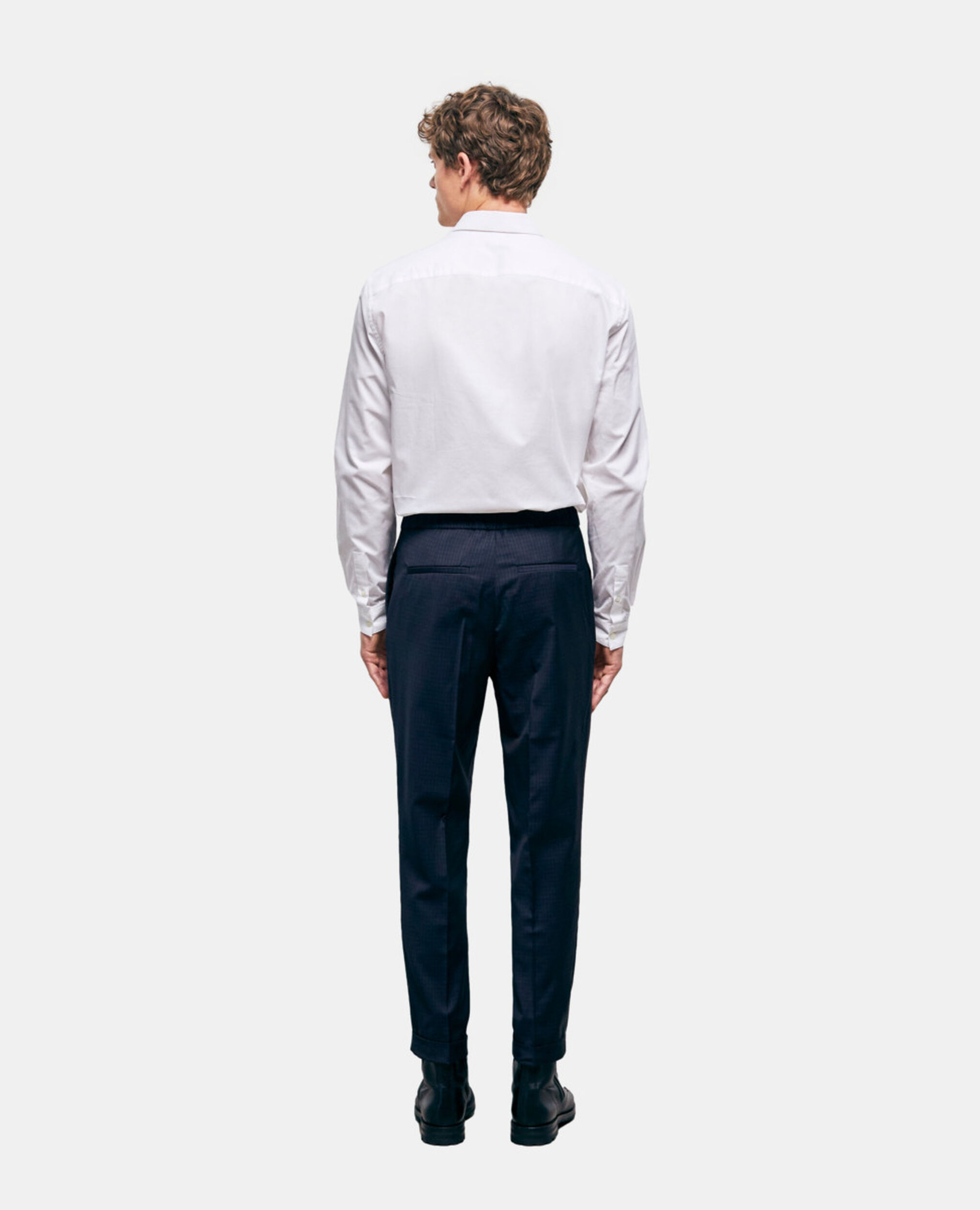 Navy blue wool suit pants, NAVY / WHITE, hi-res image number null