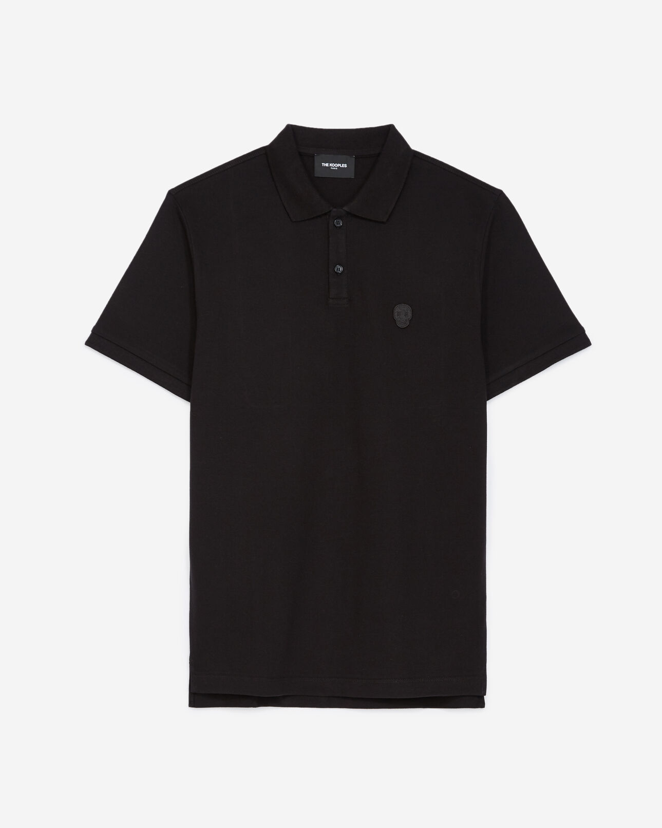 The Kooples HOMME BLACK polo noir col classique à détail brodé